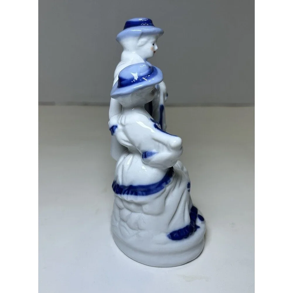 Vintage Victorian/Colonial Porcelain Couple Playing Music Figurine White/Blue